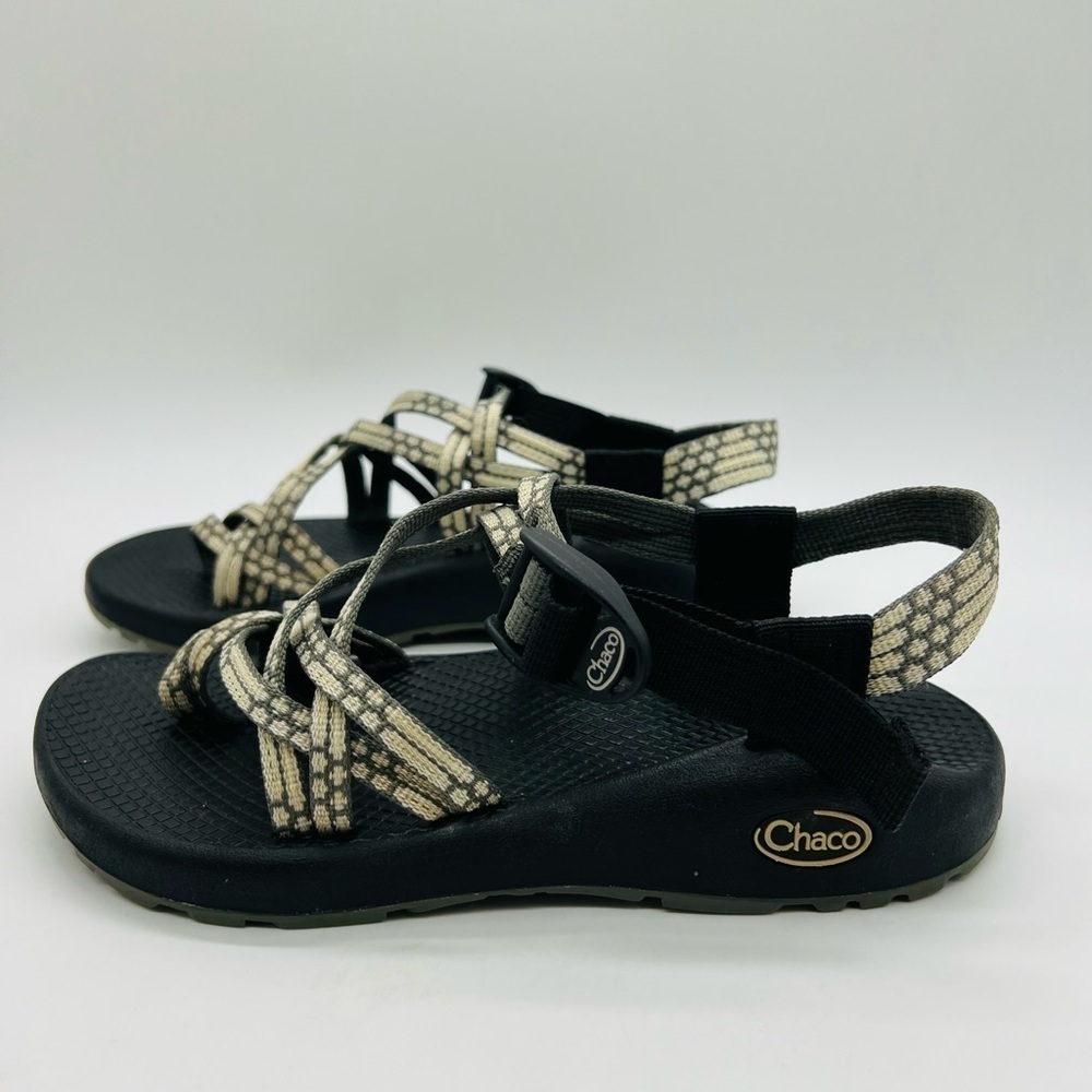 CHACO WOMENS OUTDOOR ADVENTURE STRAPPY SANDALS SIZE 6 BEIGE/OLIVE GREEN - Picture 2 of 12